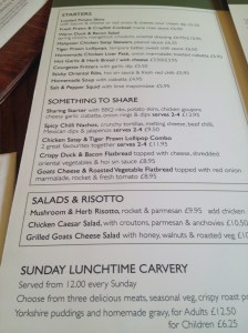 Menu - The Horseshoe, Warlingham