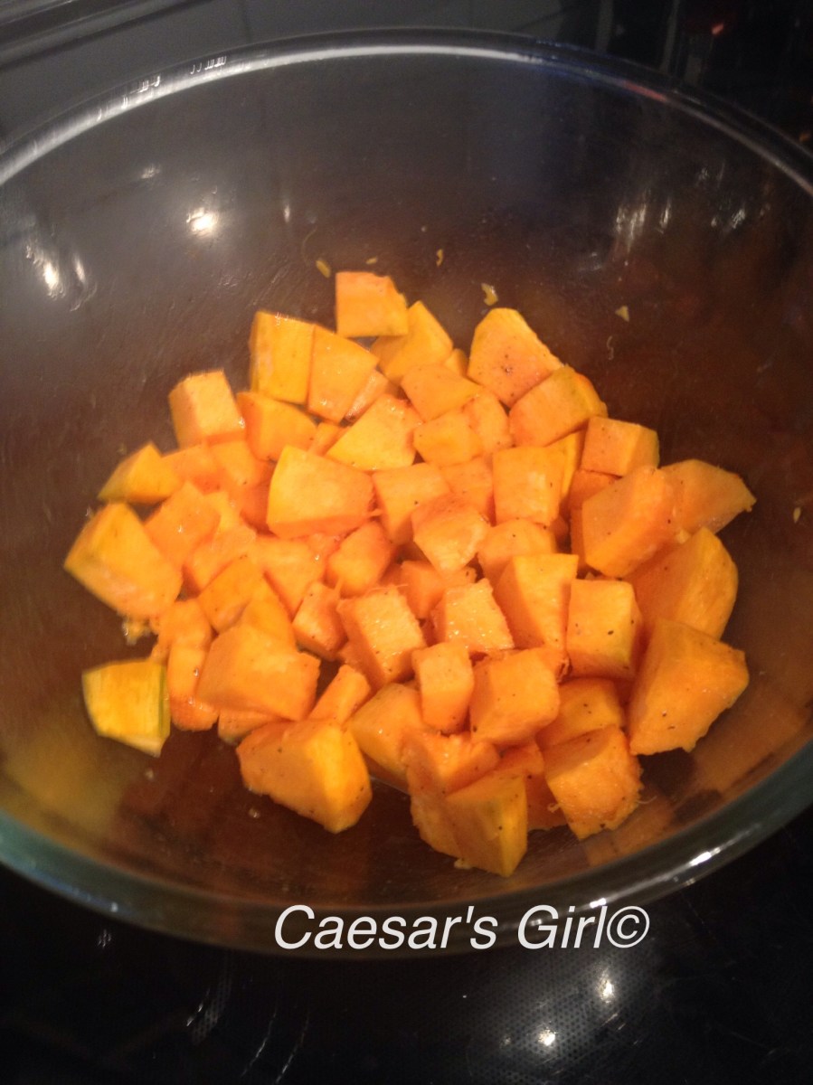 Caesar Salad with Pumpkin Croutons and Spiced Pumpkin Seeds