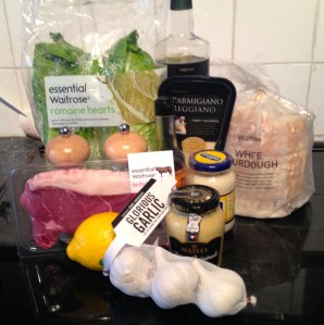 Ingredients for Steak Caesar Salad