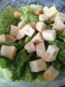 Lettuce, Caesar Dressing, Parmesan Cheese and Croutons