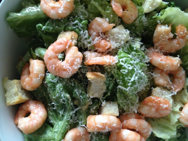 Caesar Salad with Lemon Pepper Shrimp