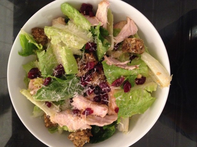 Turkey Caesar Salad with Leftover Croutons